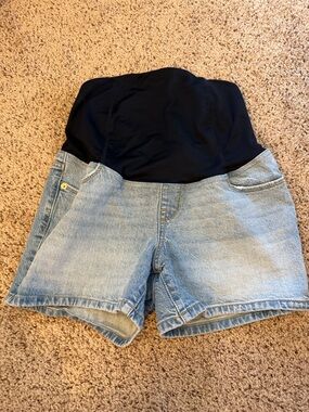Isabel Maternity by Ingrid & Isabel Light Blue Denim Shorts with Black Panel